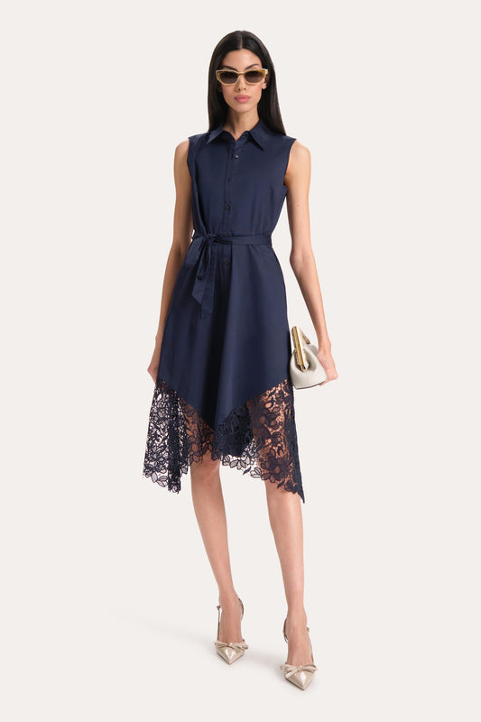 Elie Tahari Cotton Lace Hem Dress