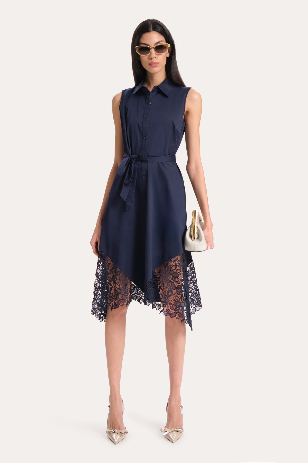 Elie Tahari Cotton Lace Hem Dress