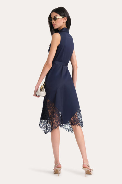 Elie Tahari Cotton Lace Hem Dress