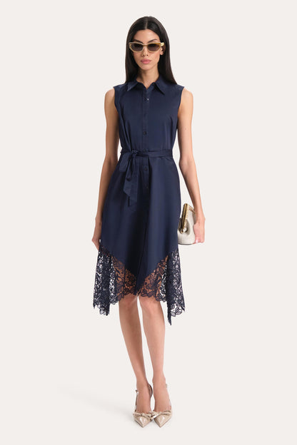 Elie Tahari Cotton Lace Hem Dress
