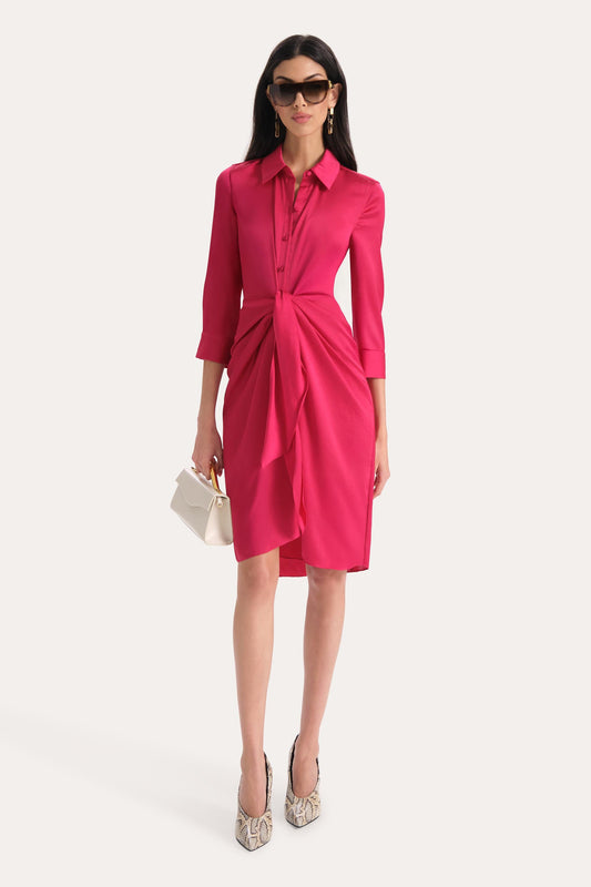 Elie Tahari Satin Tie Shirt Dress