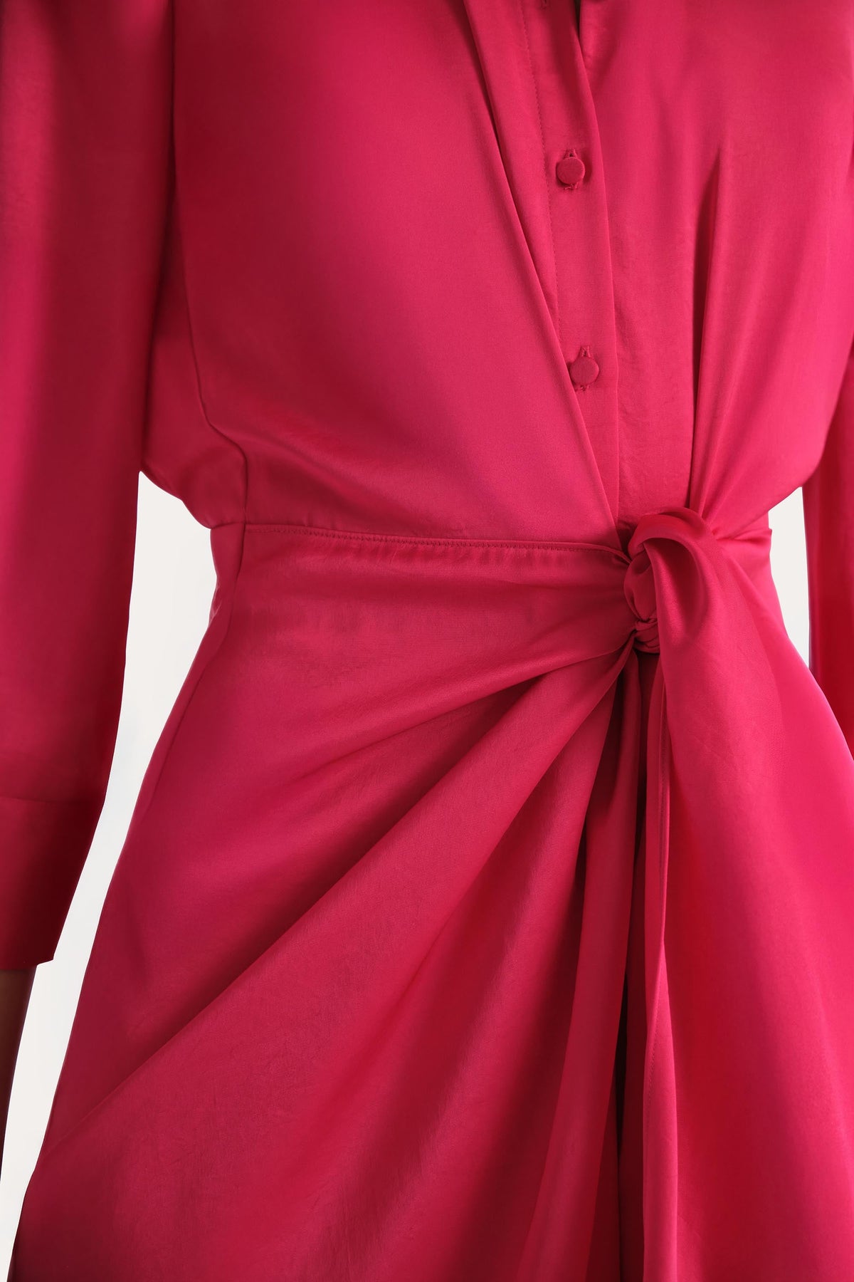 Elie Tahari Satin Tie Shirt Dress