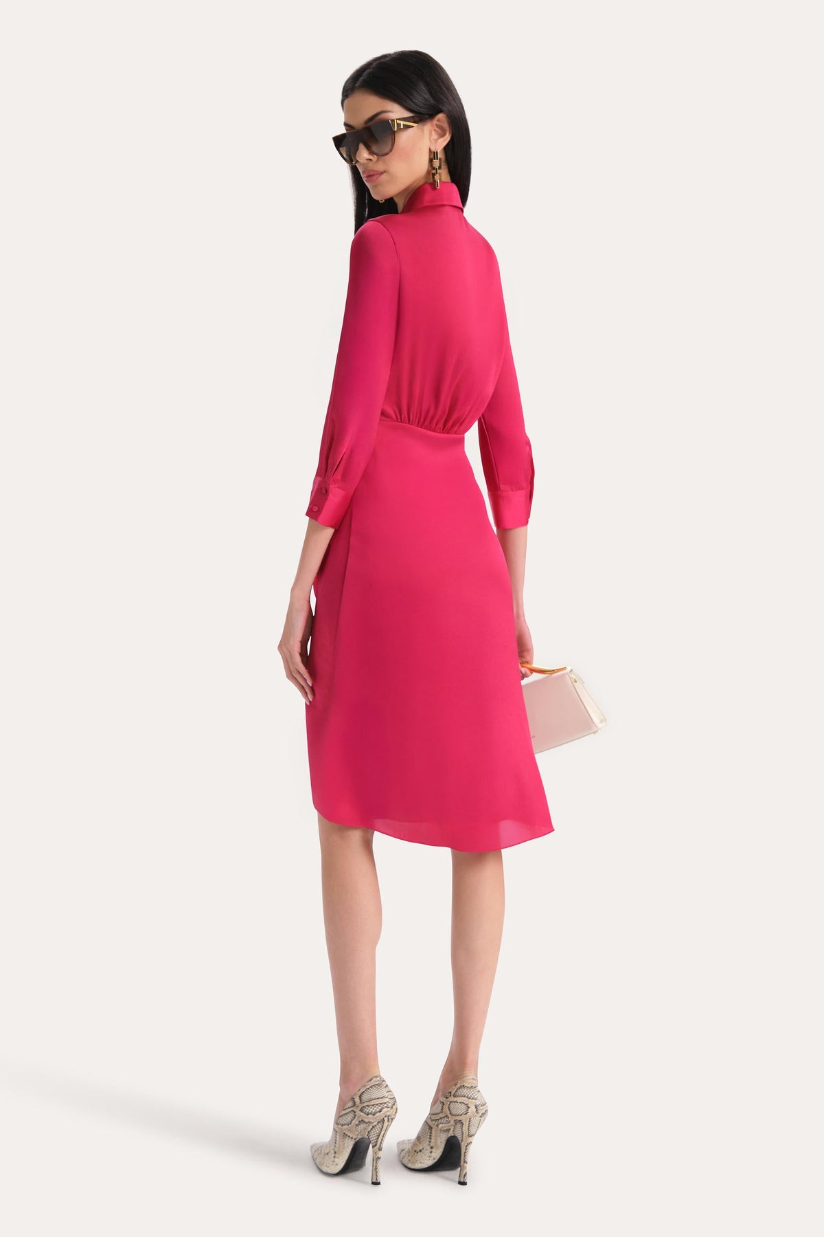 Elie Tahari Satin Tie Shirt Dress